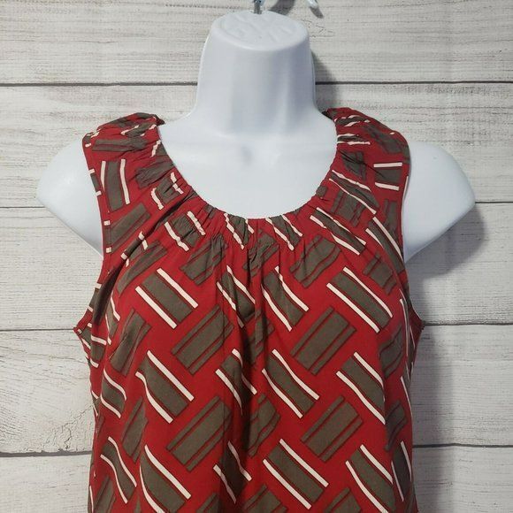 Y2k 90s Banana Republic Xs Sleeveless Red Khaki Green top - Picture 5 of 9